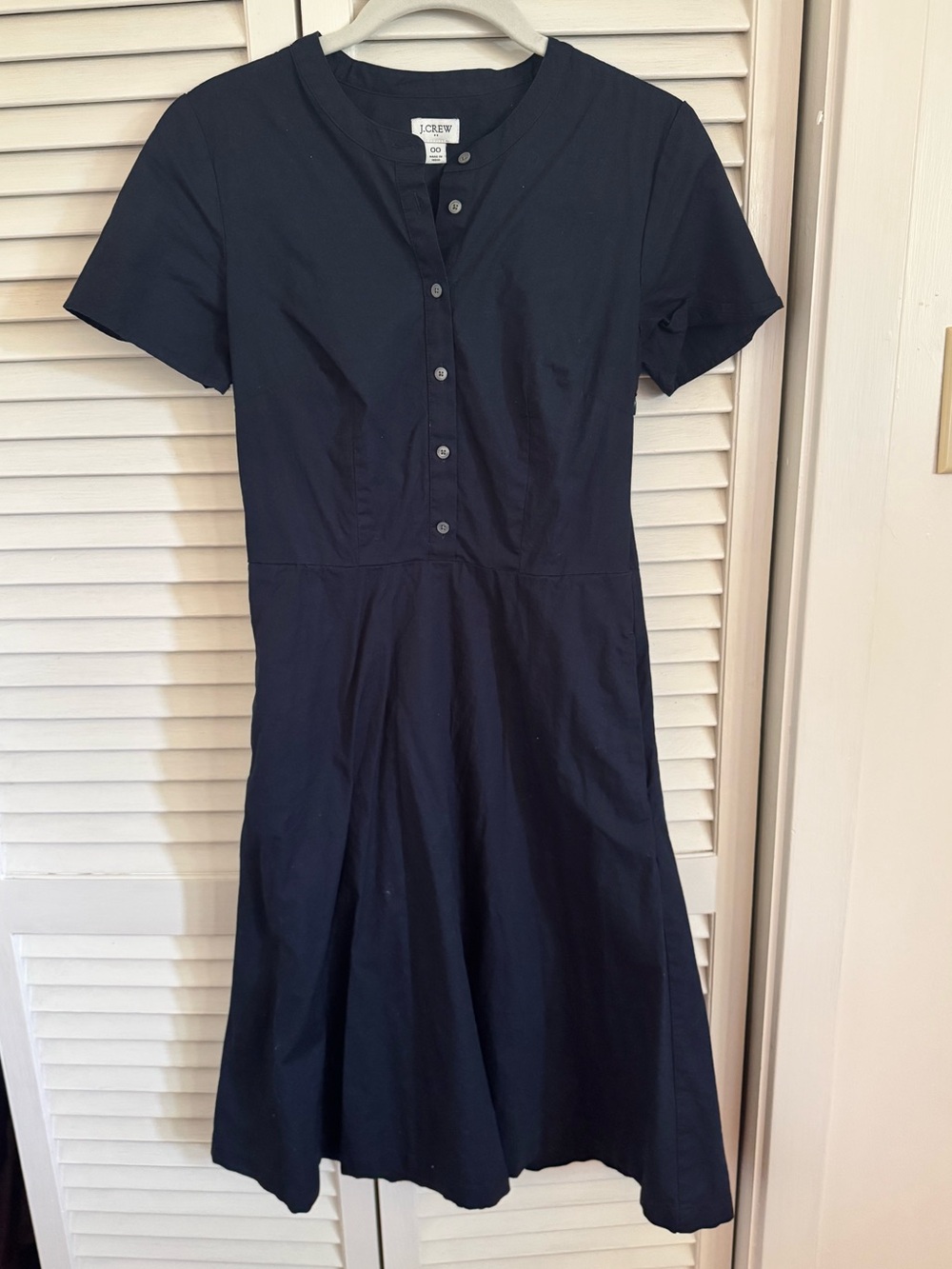 J. Crew Navy Button-Front Short Sleeve Fit-and-Flare Dress